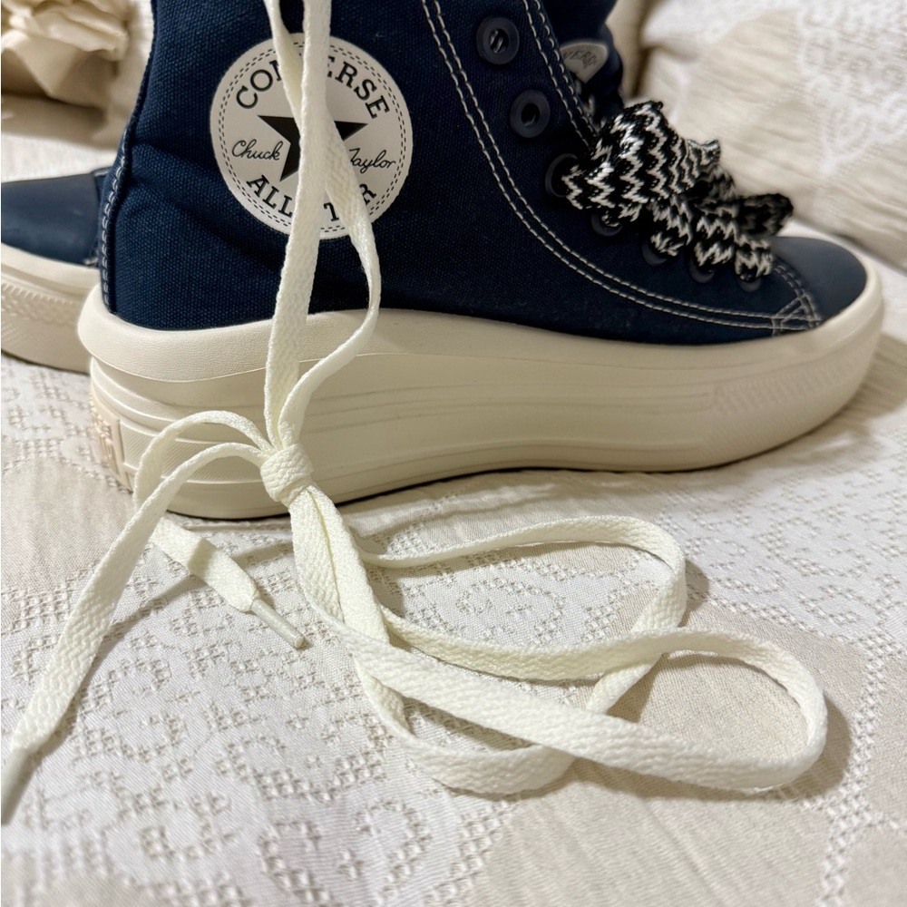 Chuck Taylor All Star Move Platform Women's High-Top Sneakers - Navy and White - Picture 10 of 16